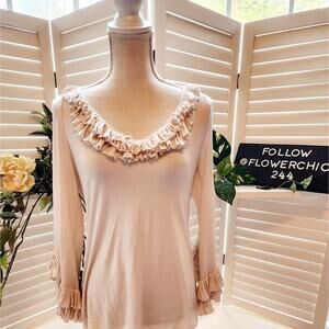 LEIFSDOTTIER SILK BLEND CREAM RUFFLE SIZE MED